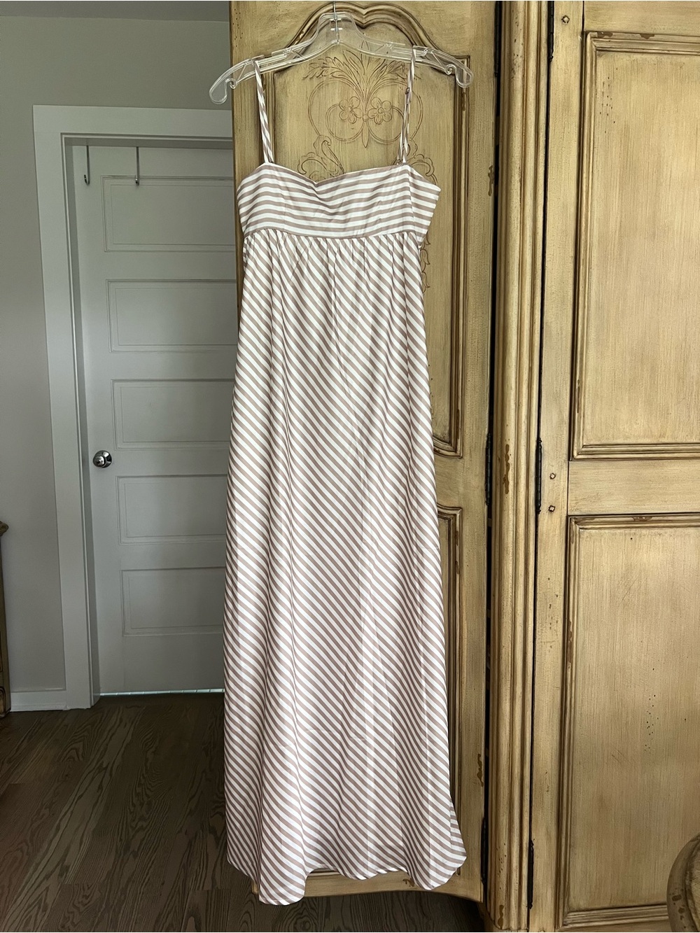Princess Polly White and Beige Striped Maxi Dress